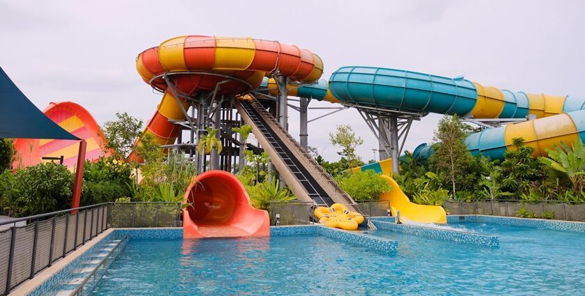 The Aquamagica Water Park Surat, features hug slides, perfect for all adventure lovers