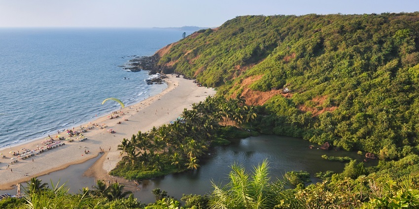 An image of Arambol Beach which is one of the famous beaches in North Goa, India.