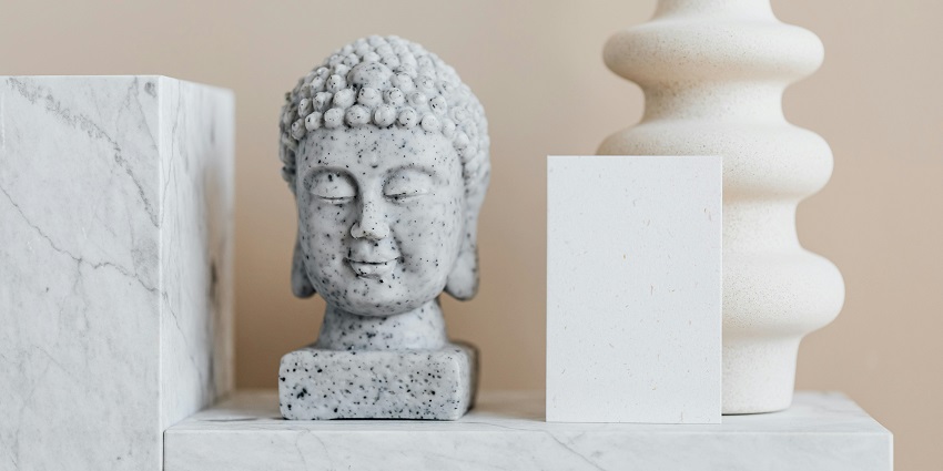 A view of the Buddha head and creatively shaped vase at the tourist hub of the region.