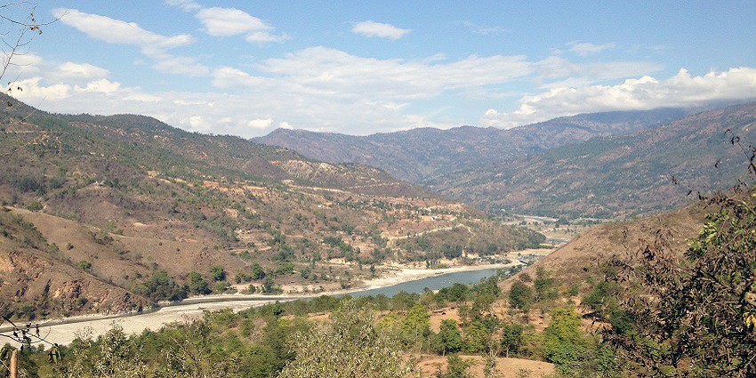 A view of Arun River that runs through deep gorges and diverse valleys in Makalu Barun National Park
