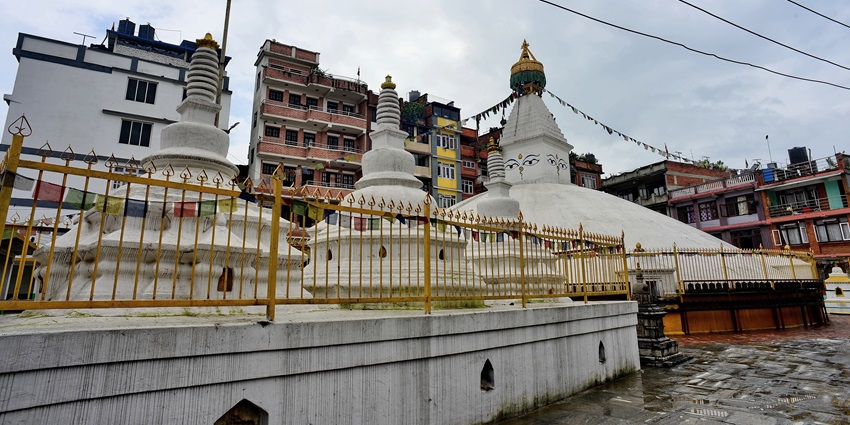 Ashok Stupa (Chaitya) and Buddha statues in Ibahil Tole, a site near Patan Museum.