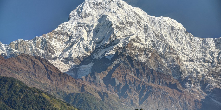 Majestic view of the Annapurna range in Nepal, a known spot for adventurous sports.