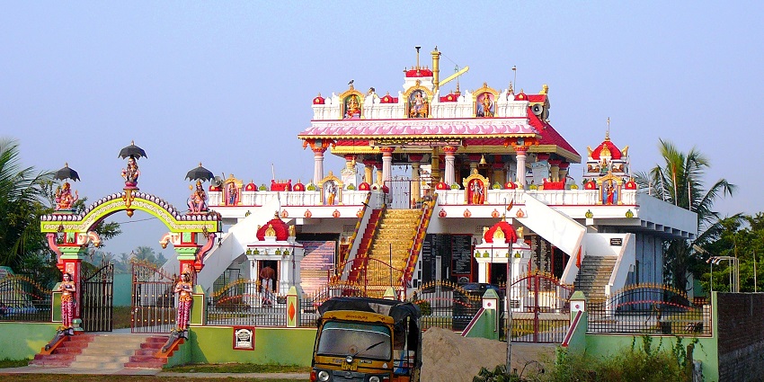 A glimpse of the Ayyappa Swamy Temple in Andhra Pradesh adorned with vibrant colours.