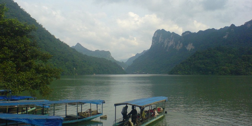 Ba Be Lake’s serene waters and lush landscapes, an idyllic natural spot near Hanoi