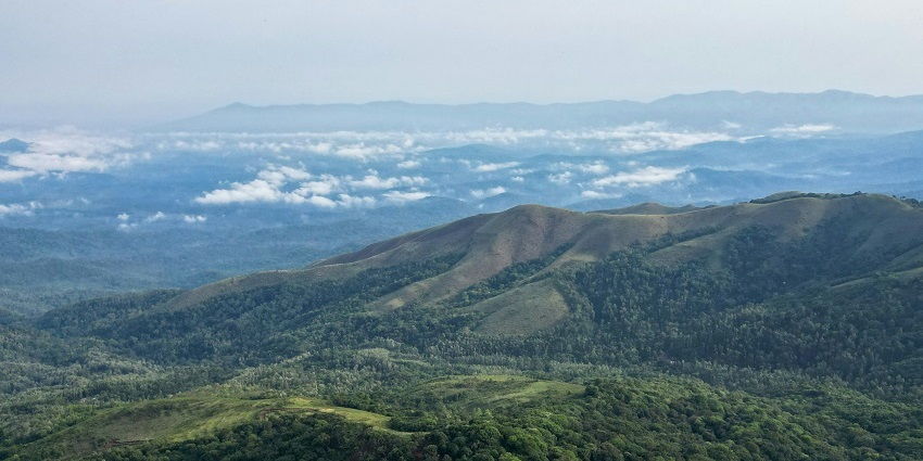 Baba Budangiri's picturesque terrain features undulating hills and well-known trekking routes.