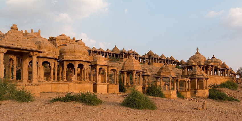 Bada Bagh cenotaphs against the backdrop of the desert, one of the best things to do in Jaisalmer in January