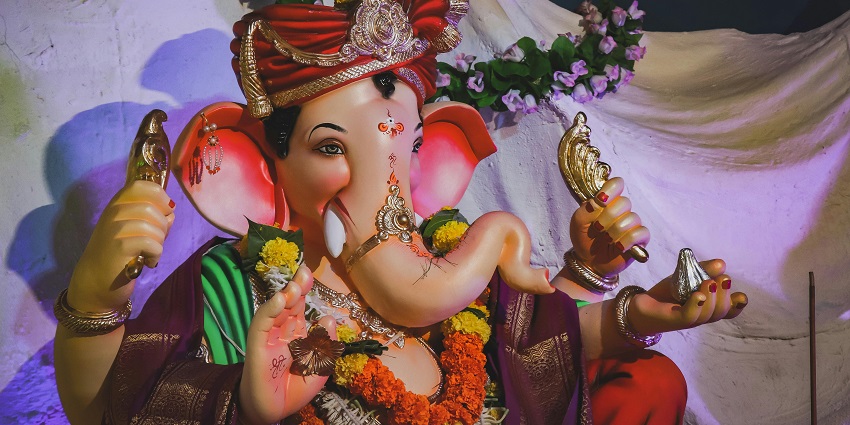 Majestic Ganesh statue at Ganpati Temple, popular destination near Central Museum Indore.