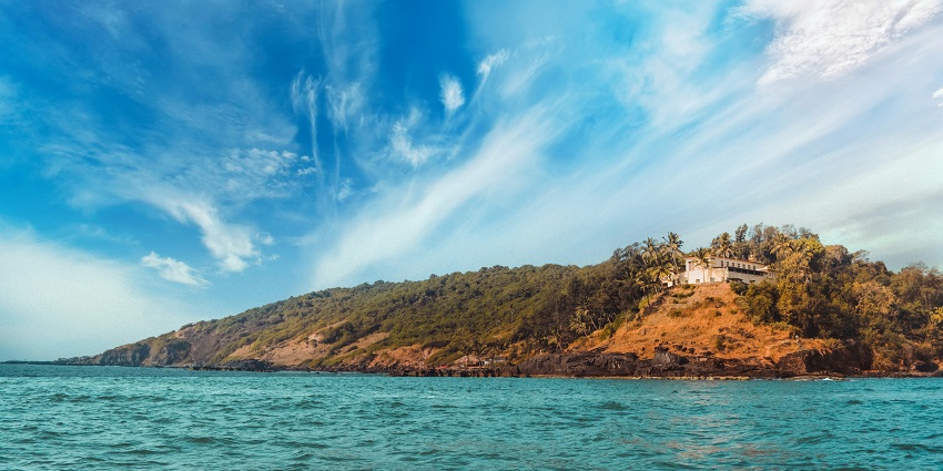 Blue skies at Baga Beach which is one of the famous beaches in North Goa, India.