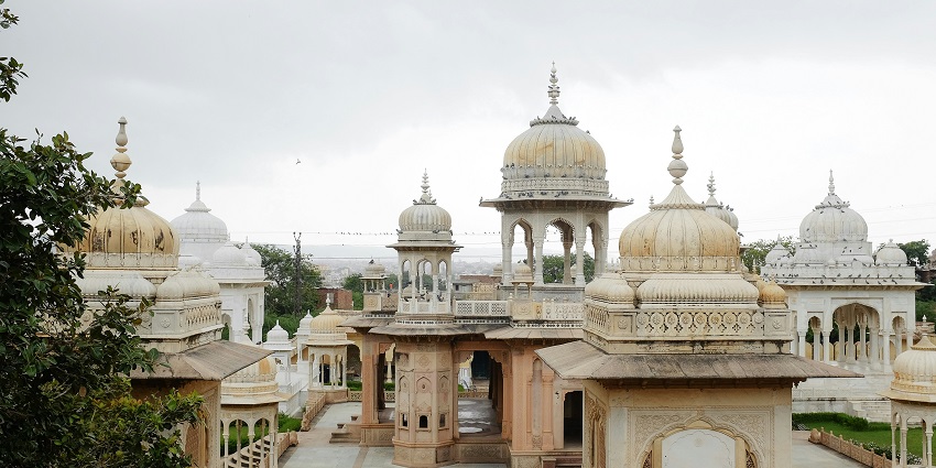 A view of an iconic tourist attraction adorned with white shades in the region of Barmer.