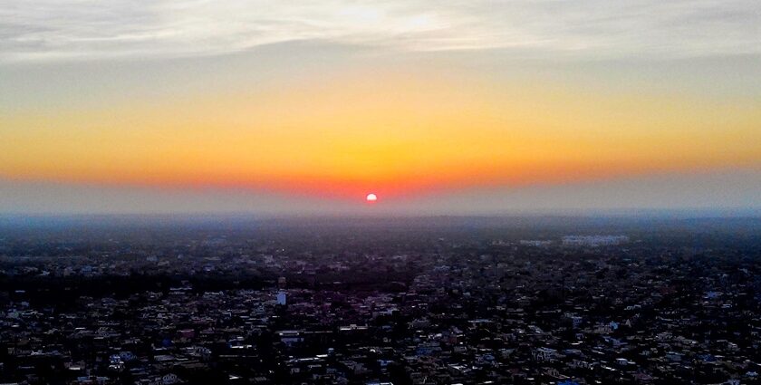 The sight of sunrise over the beautiful Thar desert city of Barmer