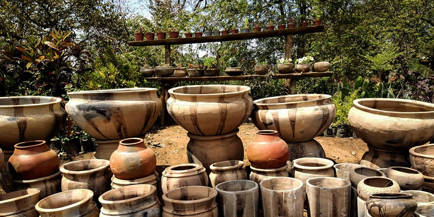 Clay pots being sold at Bartan Bazaar, one of the top places for shopping in Patiala.