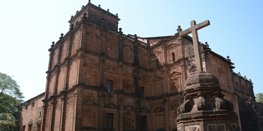 A quaint view of the famous Basilica Of Bom Jesus in Goa, exuding old-world-charm.