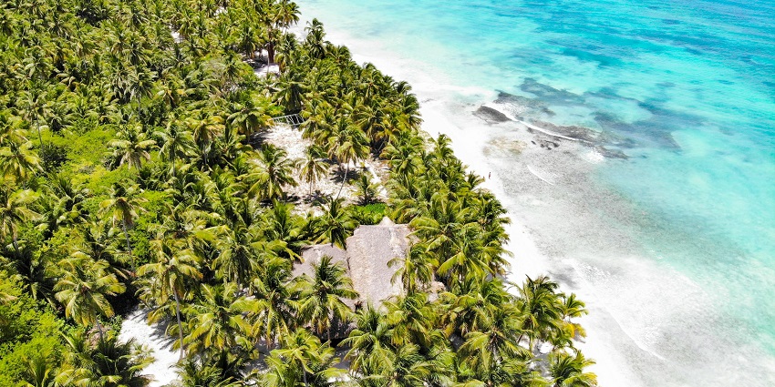 A glimpse of the scenic Bat Island, one of the famous places to try snorkelling in Goa.