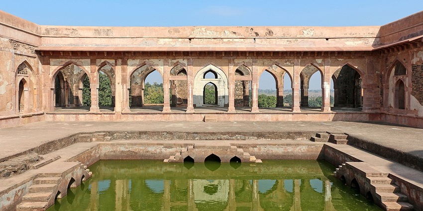 An exterior view of Baz Bahadur's Palace in Mandu, one of the best places to visit in Mandu.