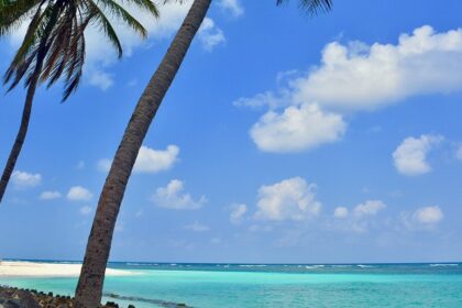 Panoramic view of the Agatti beach, one of the most popular beaches in Lakshadweep