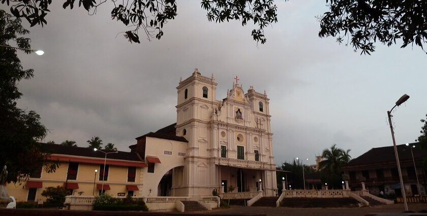 Panoramic view of the iconic holy spirit church which is near the Margao beach in Goa