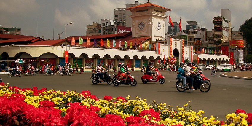 The exterior of Ben Thanh Market, a must-visit in places to visit in Ho Chi Minh City.