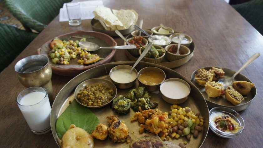 Traditional north Indian Thali famous in the region of Gujarat