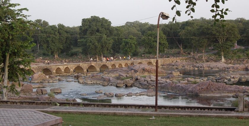 View of beautiful Orchha river and the incredible architecture of India's gem, Orchha.