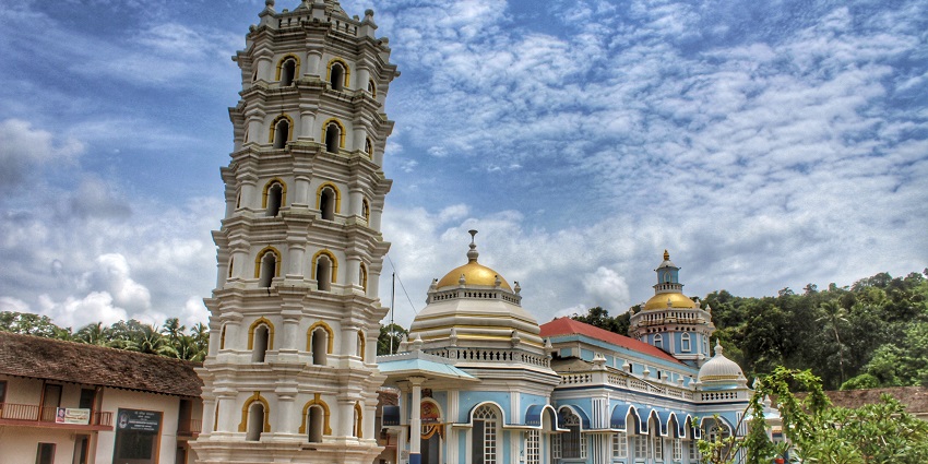 Panoramic view of the pillar and the temple under a beautiful sky