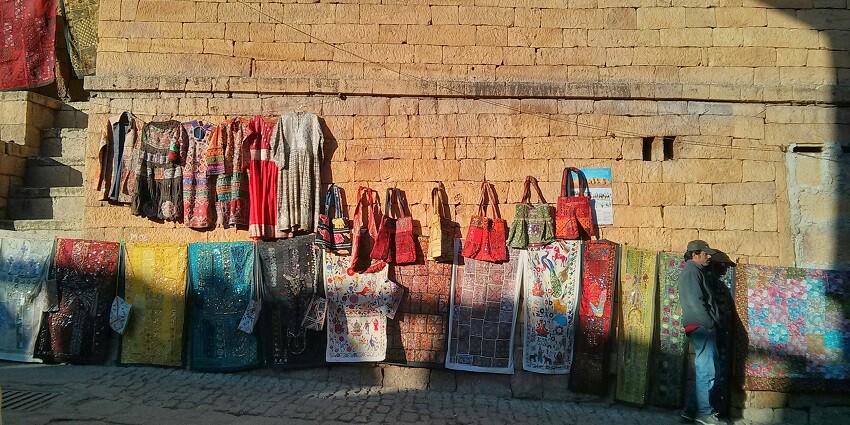 Handicraft shops near the Jaisalmer Fort Rajasthan is best to visit during colder seasons