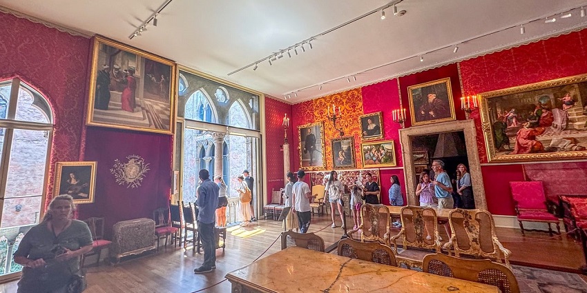 Museum-goers admiring stunning art pieces, enhancing their cultural experience