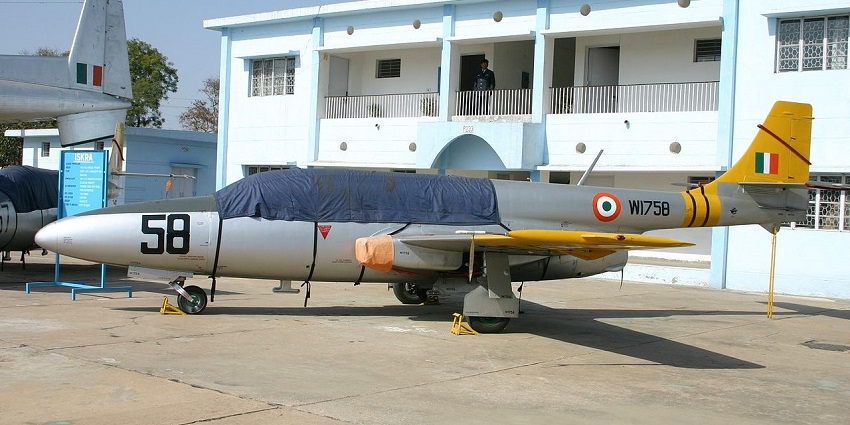 Image of a wz-IAF PZL TS-11 Iskra trainer jet at Indian Air Force Museum.