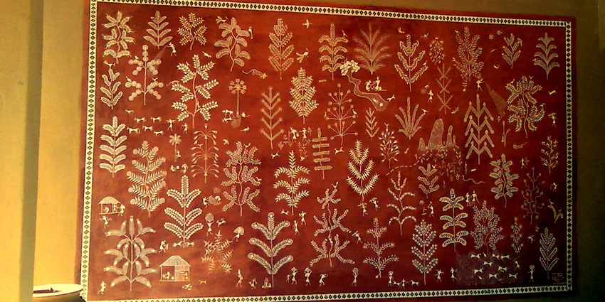Image of Painted prayers, Warli Painting, at Sanskriti Kendra Museum, Anandagram, New Delhi