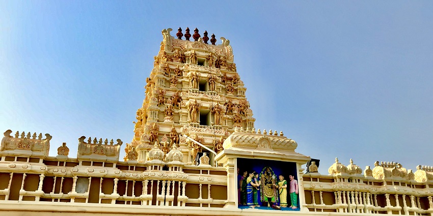 Galigopuram of Penuganchiprolu Temple with detailed carvings and ornate architectural design