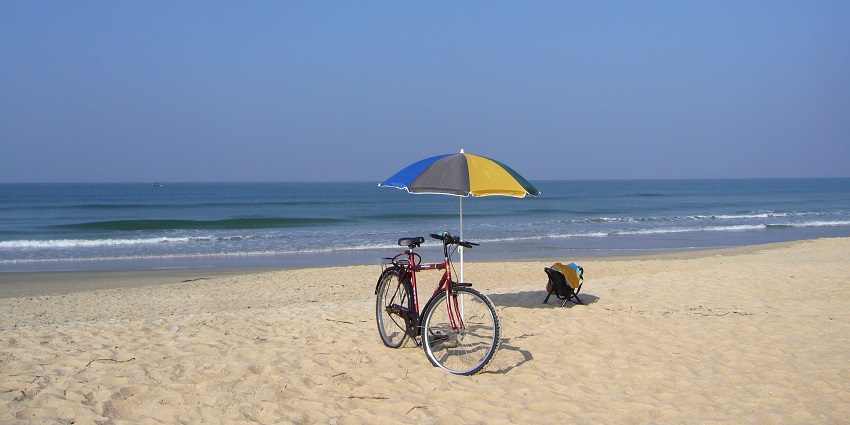 Panoramic view of the Betalbatim Beach its golden sandy shore by the Ocean