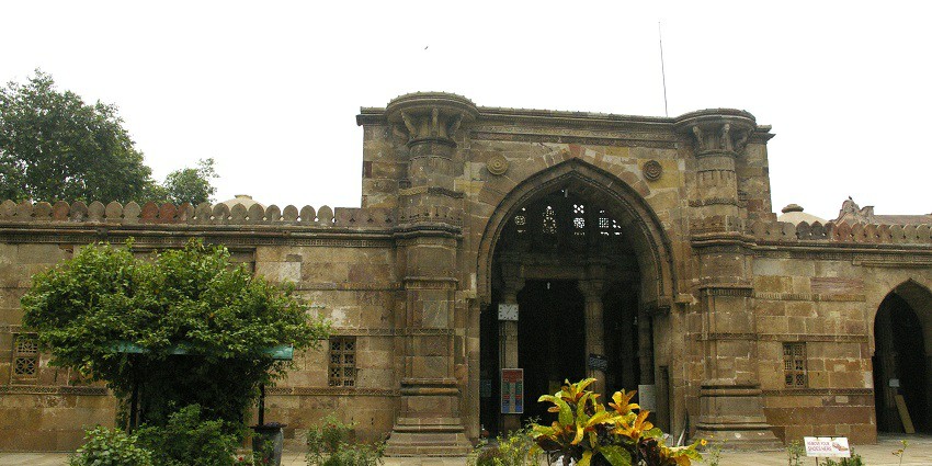 The front yard of the beautiful Bhadra fort mosque with its Islamic architectural elements