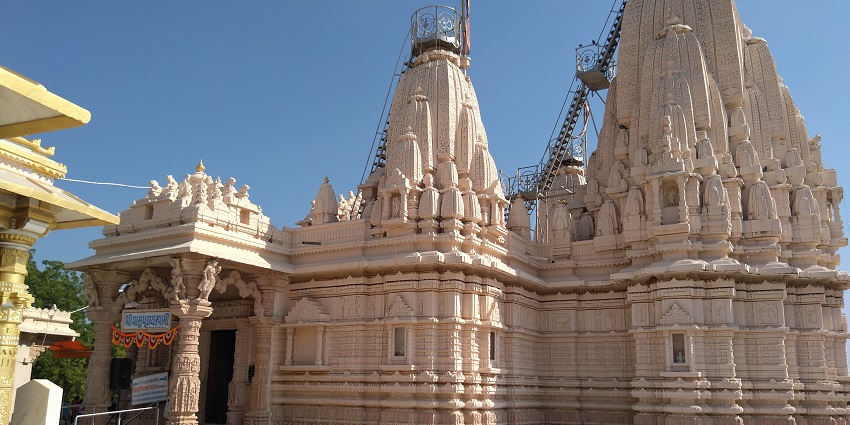 Close up view of the detailed architecture and intricate carvings