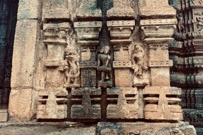 One of the walls inside the Bhoramdeo Temple, is carved with ancient art and stories.