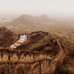 The image of the wall covering the serene Bhujia Fort located in Kutch, Gujarat, India.