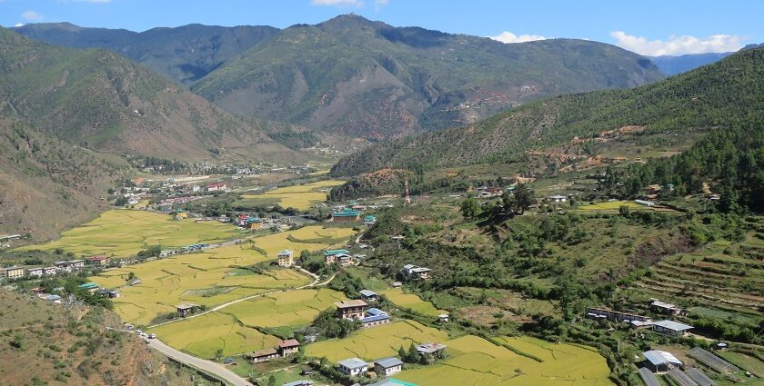 An image of a scenic view of Paro Valley from Chelela Pass, an ideal Bhutan picnic place.