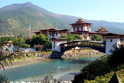 A breathtaking panorama of Bhutan's lush valleys and historic cultural landmarks