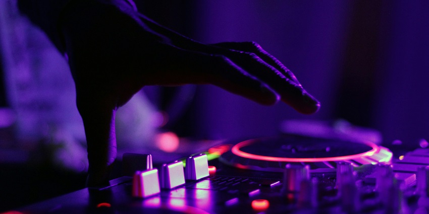 A DJ playing music inside Bijay Niwas Palace, an serene place for New Year party in Ajmer.