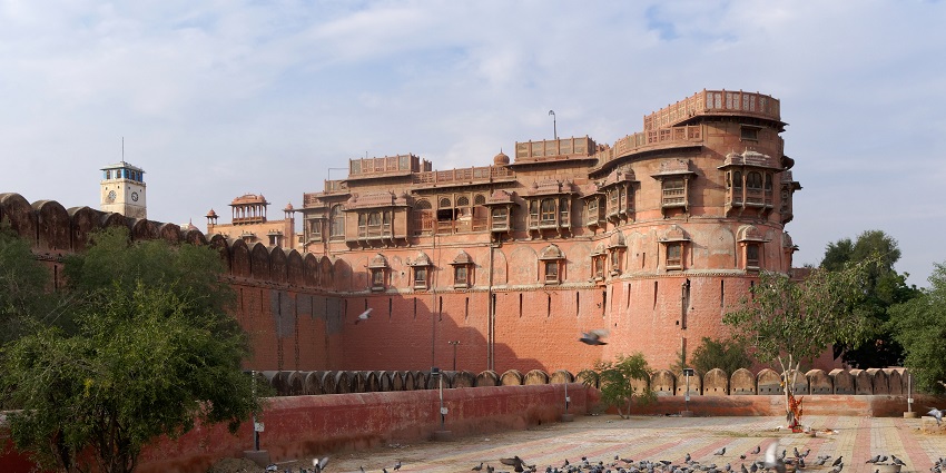 The grand Junagarh Fort in Bikaner, a good place to visit in June with its rich history and architecture.