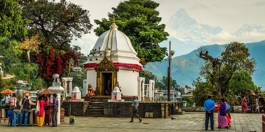 Distant view of Bindhyabasini temple, a place for devotees to go for a spiritual retreat