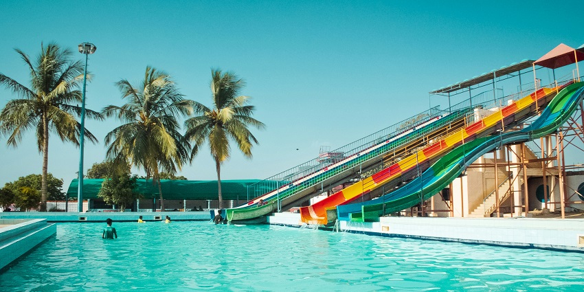 Guests having fun at Birla City Water Park in Ajmer, enjoying the thrilling splash zones.