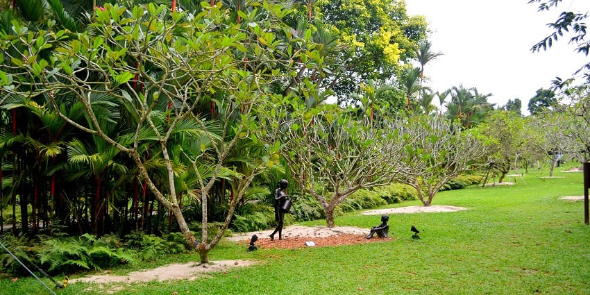 Well-maintained lawns and blooming flowers in the Botanical Garden near Nandankanan Zoo