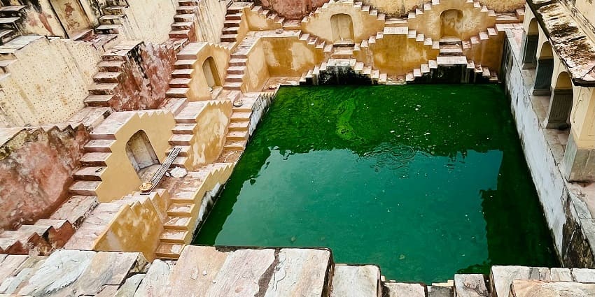 A glimpse of Brahma Kund - serene stepwell ideal for reflection and photography.