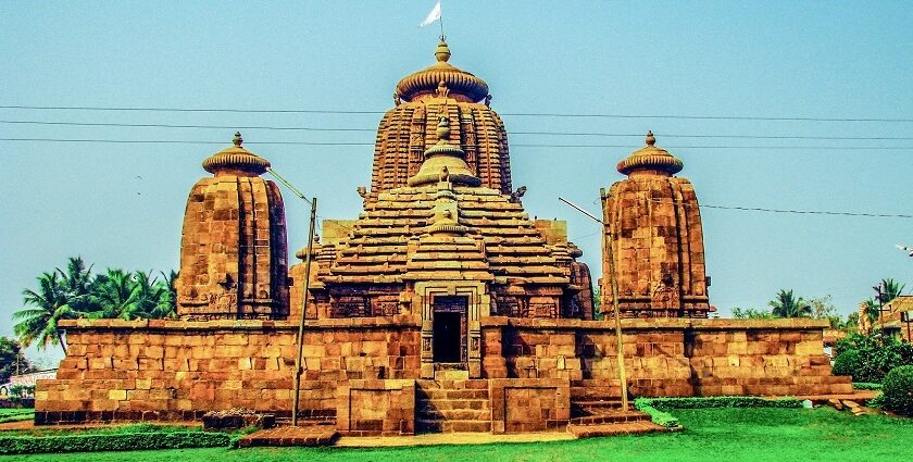 Brahmeswar temple with its minar shrines in the compound near the Chandaneswar Temple