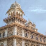 Panoramic view of Brij Vilas Palace government museum against the blue sky