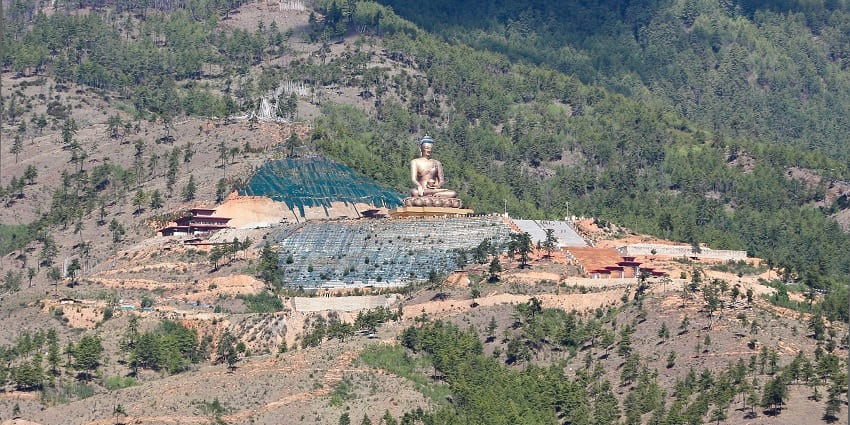Panoramic view of Buddha Dordenma, one of Thimphu’s best sights.