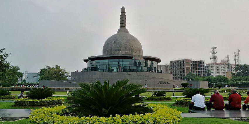 Beautiful snapshot of the iconic Buddha Smriti amidst the modern city of Patliputra