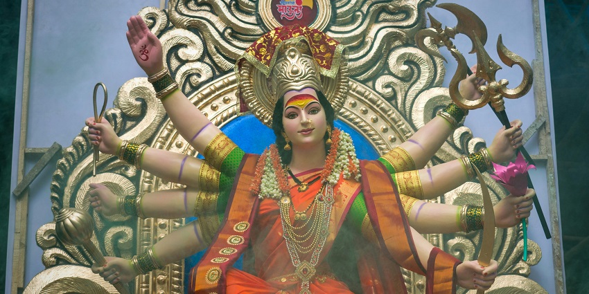 A glimpse of the statue of Goddess Durga at the famous Budhimai Devi spiritual hub.