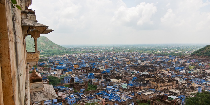 Aerial view of the city of Bundi which is one of the best places to see in Rajasthan in March