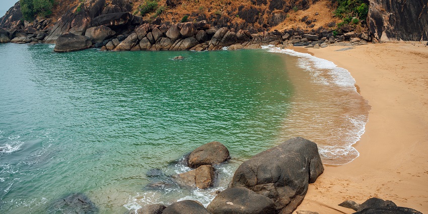 A view of the beautiful Butterfly Beach, one of the serene places to visit in Canacona.