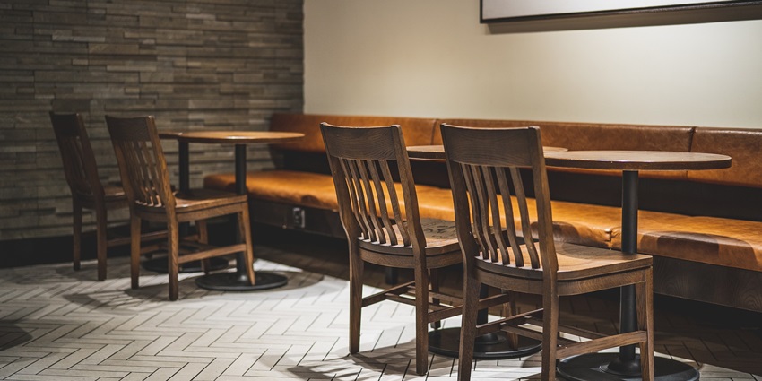 Contemporary café interior with stylish furniture, a popular spot for evening in Pokhara.
